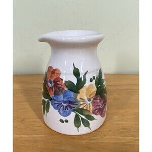 Vtg Emerson Creek Pottery Floral Creamer 1994 4" Hand-Painted Bedford VA - Read